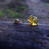 Natural Amber Carved Pig Figurine With Insects